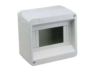 Centralino da parete senza sportello ip40 - mm.140x90X135h. per 4/6 moduli - 11W - (90.06) - in tecnopolimeri termoresistenti senza sportello, binario DIN stampato nella base, colore grigio RAL 7035, IP40