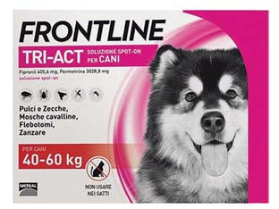 Frontline tri-act spot-on per cani xl - in confezione da 3 pipette - per cani da kg.40 a kg.60, è una soluzione spot-on insetticida e acaricida specifica per il cane, grazie a due principi attiv...