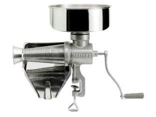 Passapomodoro a mano n°5 i.i.i. - corpo in ghisa trattata a caldo per uso alimentare con polveri epossidiche, elica in resina acetalica per alimenti, cono filt...