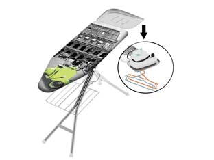 Asse da stiro turbo vapor - cm.120x40x95h. - peso kg.7, telaio inferiore in tubo ø mm.28 acciaio verniciato, regolabile in altezza, poggiaferro portacaldaia con inserti i...