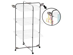 Stendibiancheria alpina 30 acciaio verniciato mt.30 - cm. 68x68x112h. - peso kg 3,6, stenditura mt.30, snodo in plastica modulabile, con ruote per facilitare il trasporto, ideale per l’uso in docci...