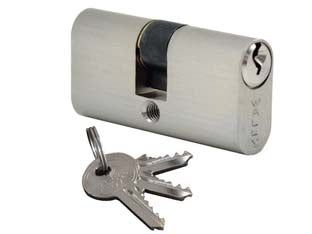 Cilindro infilare ovale - mm.54 (64-01NI) - in ottone nichelato, in dotazione: viti di fissaggio, 3 chiavi