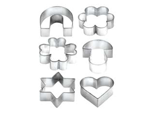 Set 6 tagliabiscotti in anello delicia - ø cm.5 - taglia pasta in metallo, 6 forme diverse