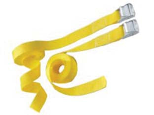 Cinghia con fibbia di serraggio - mt.2,5 x mm.25h. in conf. da pz.2 - cinghia in poliestere, morsetto rapido in metallo chiusura a pressione, colore giallo