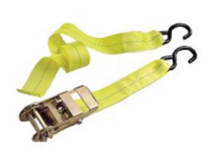 Cinghia mm.50 con ganci a s e cricchetto - mt.4,5 x mm.50h. - chiusura con cricchetto tenditore in acciaio, gancio a S in acciaio, carico di rottura Kg.2000, colore giallo