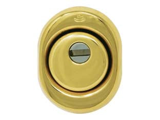 Defender 325/c in ottone lucido - mm.50x15h. interasse mm.38 - corpo in acciaio carbonitrurato e zincato, durezza 60Hrc, protezione entrata chiave in acciaio carbonitrurato, bocchetta este...