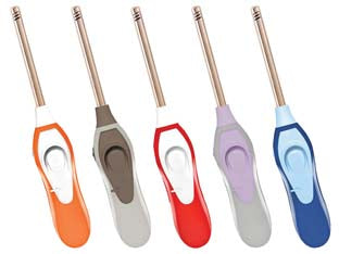 Accendigas a fiamma blink - colori assortiti - con accensione piezoelettrica e regolazione della fiamma, ricaricabile, con chiusura di sicurezza, beccuccio prolungato idea...