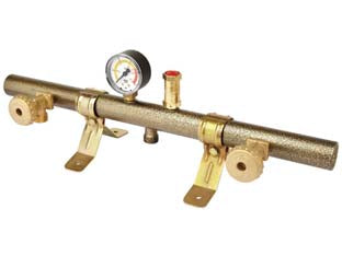 Centralina tubolare per due bombole serie ct2103 - completa di manometro,valvola di sicurezza e flessibili cm.50, connessione entrata n. 2 rubinetti con filettatura 'ITALIA' W...