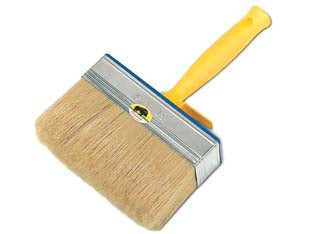 Plafoncino setola bionda assicella blu serie 211 - cm.10x3 - con manico in plastica giallo , ghiera nichelata e assicella in plastica, realizzato con una miscela di setola bionda e fibre...