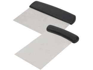 Raschietto rettangolare rigido - cm 9,5x11 - in acciaio inox, impugnatura in plastica