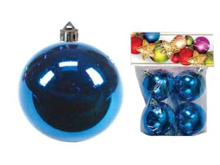 Sfere lisce colore blu - mm.60 in confezione da 4 pezzi - in plastica lucida