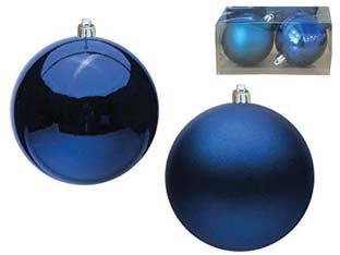 Sfere lisce in plastica 1 lucida + 1 satinata colore blu - mm.80 box pz.2 - Nessuna Descrizione per questo prodotto