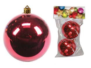 Sfere lisce colore rosso - mm.80 box pz.2 - in plastica lucida
