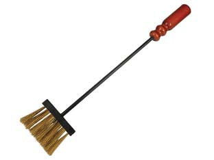 Scopino setole ottonate per camino manico legno - cm.55h. (738 BIS) - in ferro battuto verniciato antracite