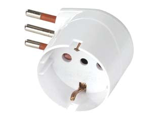 Adattatore salvaspazio schuko 90° 2p+t bianco - 10A - brevettato
