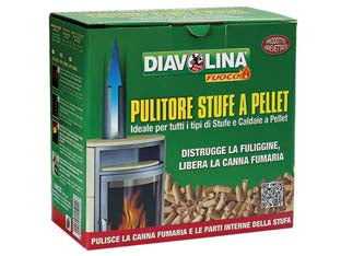 Diavolina pellet spazzacamino - kg.1,5 - pulitore specifico per l’impianto di scarico di stufe e caldaie a pellet, agendo dall’interno, utilizzato come un normale pel...