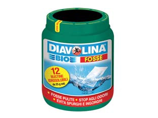 Diavolina bio fosse - 12 buste da gr.25 - attivatore a base di batteri ed enzimi, per la manutenzione della fossa biologica, previene gli odori