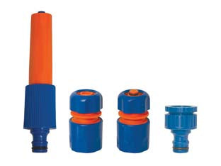 Assortimento lancia e raccordi rapidi - in set pz.4, composto da: prese F3/4', lancia, raccordo portagomma rapido 1/2', raccordo acquastop 1/2' con portagomma rapido...