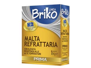 K2 linea briko malta refrattaria grigia in polvere - Kg.1 in scatola - con elevata resistenza alle alte temperature, per il montaggio di elementi refrattari per l'assemplagio di caminetti, forni, ...