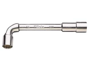 Chiavi a pipa doppie esagonali-poligonali cromate art.937 - mm.15x15 - cromate, utilizzabile con asta di manovra introdotta nel foro passante, il foro sul lato corto permette l'accesso al dado anc...