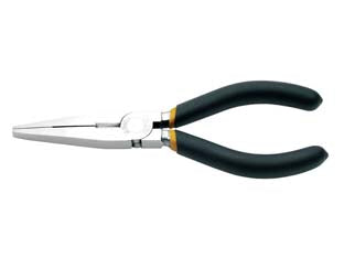 Pinza a becchi piatti lunghissimi diritti art.1162 - mm.160 - becchi zigrinati lunghissimi, con manici ricoperti con due strati di PVC antiscivolo