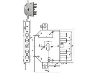 Serratura triplice applicare c/scrocco cil. eu. blindate 2155pen-bloc - mm.60 DX (2155PEN-01NCL) - versione con Blocco Clever, fissaggio cilindro con Sistema Simply, versione ad applicare, con scrocco, per porte blindate, in...