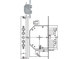 Serratura triplice infilare c/scrocco d.mappa revers. blindate 2151mrx - mm.60 (2151MRX-01N) - con chiavi brevettate MRX PLUS e dispositivo NO ENTRY, versione a infilare con scrocco, per porte blindate, reversibile, inte...