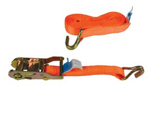 Cinghia mm.25 con fibbia di ancoraggio e cricchetto art.8180 - mt.4 - sistemi di ancoraggio a cricchetto LC 750kg. con gangi a uncino, nastro poliestere (PES), larghezza mm.25