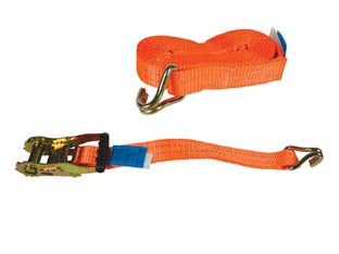 Cinghia mm.35 con fibbia di ancoraggio e cricchetto art.8181 - mt.6 - sistemi di ancoraggio a cricchetto LC 1000kg. con gangi a uncino, nastro poliestere (PES), larghezza mm.35