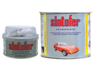 Sintofer stucco per metallo vetrificato in barattolo - ml.175 ambrato 'tipo vetrificato' - stucco bicomponente poliestere con fibre di vetro incorporate, ideale per il rinforzo e il rifacimento di parti mancanti, con...