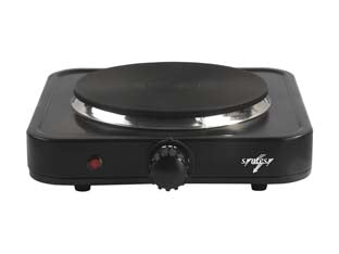 Fornello elettrico 1 piastra 1000w - 1000W - piastra ghisa ø mm.155 - 220/240V, 50 Hz, spina VDE, manopola nera, termostato, spia accensione