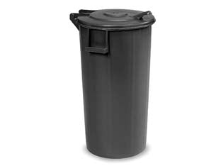 Bidone per immondizia coperchio con cerniera lt.100 - cm.42x94h. - nero - maniglia apri coperchio