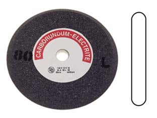 Mola abrasiva ad impasto ceramico in corindone grigio profilo c - ø mm.150x8 foro 16 grana 80 PG A96.C06 - indicata per sgrassatura, smerigliatura e finitura di materiali ferrosi e per l'affilatura e la rettifica di utensili in acci...