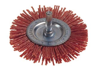 Spazzola circolare in nylon abrasivo arancio - ø mm.100 PG 497.15 - colore arancio, codulo ø mm. 6, grana 80
