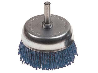 Spazzola a tazza in nylon abrasivo blu - ø mm.50 PG 497.30 - colore blu, codulo ø mm.6, grana 150