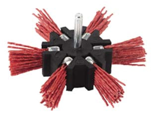 Spazzola a ventaglio in nylon abrasivo arancio - ø mm.100 codolo mm.6 grana 80 PG 497.55 - Nessuna Descrizione per questo prodotto