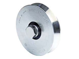 Ruota cancelli gola v art.300 - mm.120x34 - ruota acciaio , gola a V, montaggio su cuscinetto
