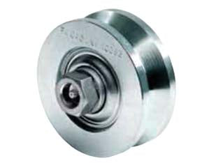 Ruota cancelli gola v con ingrassatore due cuscinetti art.323 - mm.120x44 - acciaio zincato, gola a V, montaggio su 2 cuscinetti, con ingrassatore