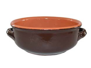 Ciotola con manici in terracotta brunella - cm.12 - terracotta con rivestimento ceramico, colore esterno marrone interno naturale, verniciatura senza piombo 100% certificata, ve...