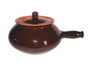 Cuocipatate in terracotta brunella con coperchio - cm.22 - terracotta con rivestimento ceramico, colore esterno marrone interno naturale -verniciatura senza piombo 100% certificata, ad...
