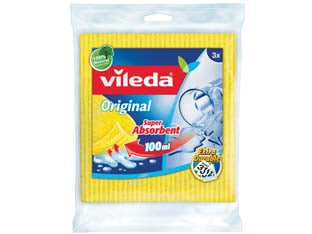 Panno spugna cm.18x20 - Fibre naturali di cotone e cellulosa, strisce ondulate cattura sporco, super resistente ed assorbente, due volte piu' spess...