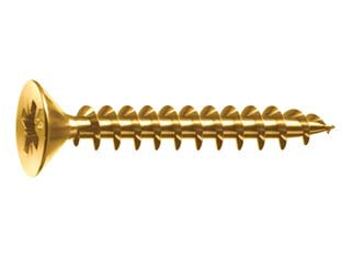 Viti panel-vit testa svasata piana acciaio ottonato - ø mm.3,5x35 - vite universale lubrificata adatta per l'avvitamento senza preforo su pannelli truciolari, legno, elementi di ferramenta, lam...