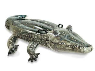 Alligatore vero gonfiabile cavalcabile +3 anni - cm.170x86 - peso kg.0,80 (57551) - in vinile spessore mm.0,25, con 2 impugnature robuste, portata max kg.40, kit corredo di riparazione