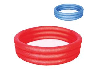 Piscina gonfiabile tinta unita a 3 anelli +2 anni - ø cm.152x30h. - kg.1 - lt.282 (art.51026) - realizzata in vinile NP, spessore plastica mm.0,19, 3 colori assortiti effetto ghiaccio: rosso, azzurro e verde