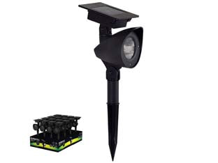 Lampada solare led simply in espositore - mm. 300h. - 5 lumen - faretto orientabile, materiale plastica , alimentazione con 1 batteria AA ricaricabile, alimentazione solare, 8 ore di autono...