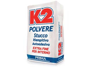 K2 stucco in polvere in sacco - Kg.5 - stucco in polvere bianco extra fine composto da gesso superventilato, inerti e resine accuratamente selezionate che permetton...