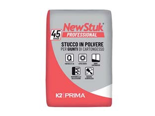 K2 newstuk professional stucco per cartongesso in polvere in sacco - Kg.5 - stucco in polvere extra bianco a base gesso superventilato, carbonato di calcio purissimo macinato fine e inerti e resine acc...