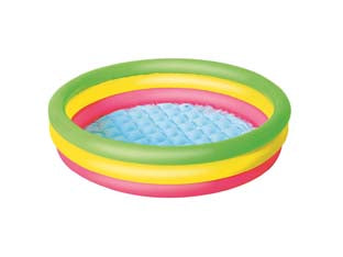 Piscina gonfiabile summer 3 anelli color media +2 anni - ø cm.102x25h. - lt 62 - Kg.0,980 (art.51104) - realizzata in vinile NP, spessore plastica mm.0,19 -pavimento morbido gonfiabile, capacita acqua lt 62, kit corredo di ripara...