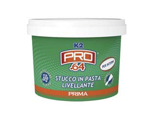 K2 pro.64 stucco in pasta livellante in barattolo - Kg.1 - stucco in pasta livellante con polvere di marmo extra bianco, ideale per interventi di finitura e livellamento di pareti e so...