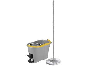 Mocio rotante espresso 360° set 4 pezzi - manico in acciaio INOX cm.123, mocio rotante, secchio, cestello